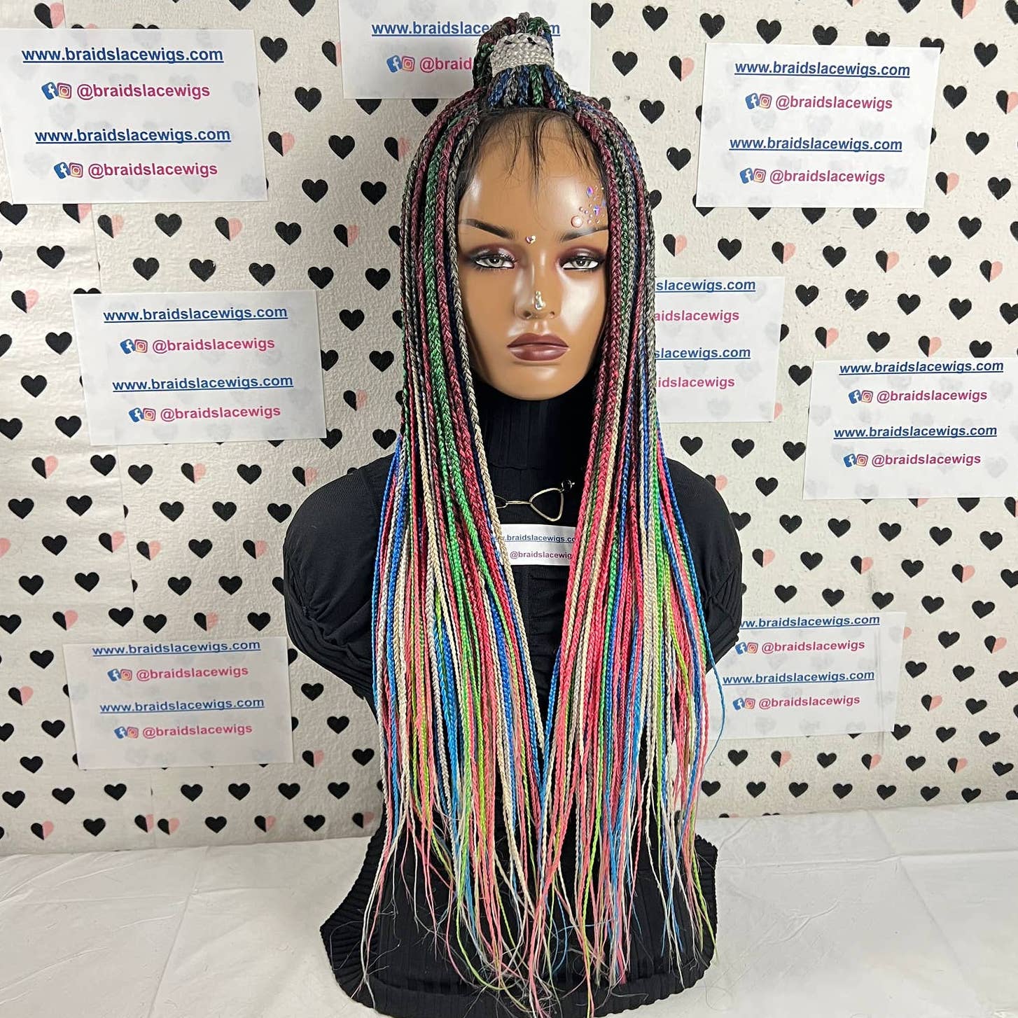 Multi Color Box Braids Wigs Braided Lace Front Closure Frontal Wig Black Women