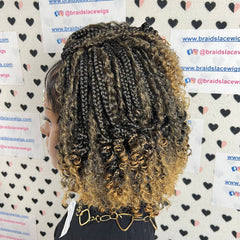 Short Curls Box Braid Boho Goddess Messy Braids Wigs With Curly Synthetic Hair