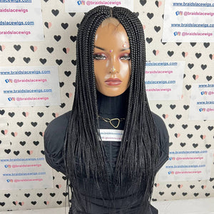 Box Braids Peluca trenzada de trenza media Color 1b Negro 20 pulgadas