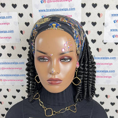 Peluca con diadema Rizos de primavera en espiral Trenzas de media caja Pelucas trenzadas rizadas Mujeres negras