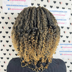 Short Curls Box Braid Boho Goddess Messy Braids Wigs With Curly Synthetic Hair