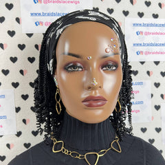 Caja corta trenzas rizos diadema rizada peluca trenzada banda para la cabeza pelucas para mujeres negras