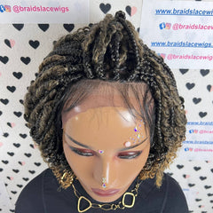 Short Curls Box Braid Boho Goddess Messy Braids Wigs With Curly Synthetic Hair