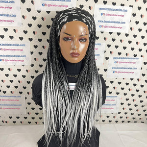 Diadema peluca trenzada banda para la cabeza peluca caja trenzas pelucas para mujeres negras 1b 24 pulgadas