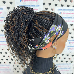 Ondulado Curl Trenzas rizadas Diadema Peluca trenzada Caja pequeña Pelucas trenzadas para mujeres negras