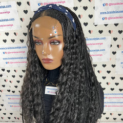 Top Cornrow Messy Goddess Braids Boho Box Braided Wig With Curly Synthetic Hair