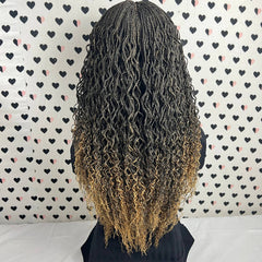 Listo para enviar 2x6 encaje frontal rizos ondulados trenzas pequeñas caja rizada trenza trenzada peluca