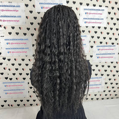 Top Cornrow Messy Goddess Braids Boho Box Braided Wig With Curly Synthetic Hair