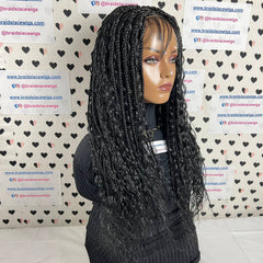 Box Braids Boho Goddess Messy Curly Braids With Curly Human Hair Blend Synthetic