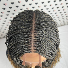 Top Cornrows Box Braids 2x6 Lace Closure Wavy Curls Curly Braided Wig Ombre 27