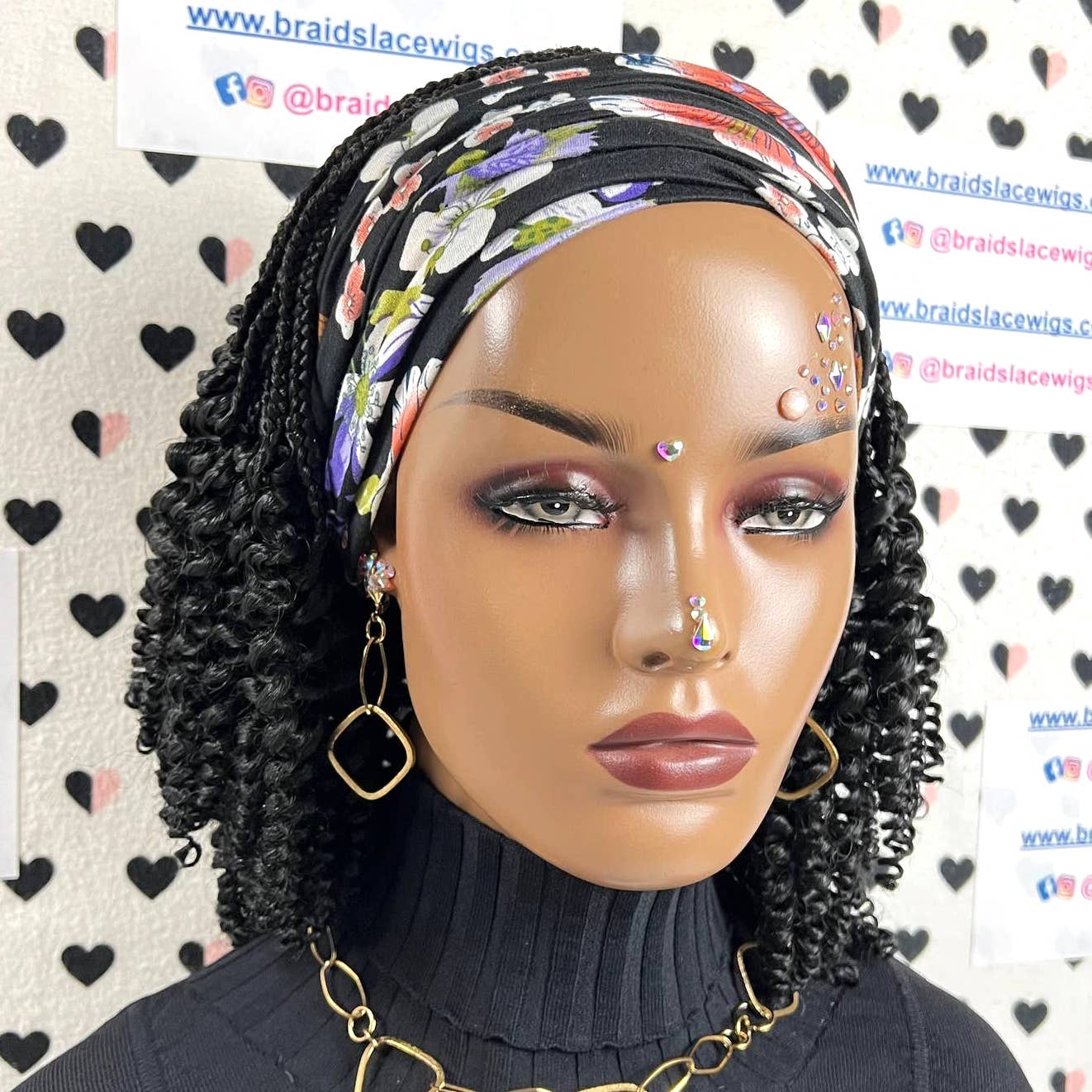 Short Curls Spiral Spring Curl Curly Headband Wig Braided Box Braids Wigs