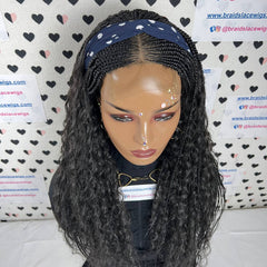 Top Cornrow Messy Goddess Braids Boho Box Braided Wig With Curly Synthetic Hair