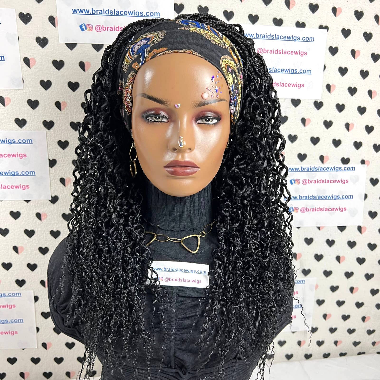 Headband Wig Wavy Curls Curly Braids Braided Box Braids Wigs For Black Women