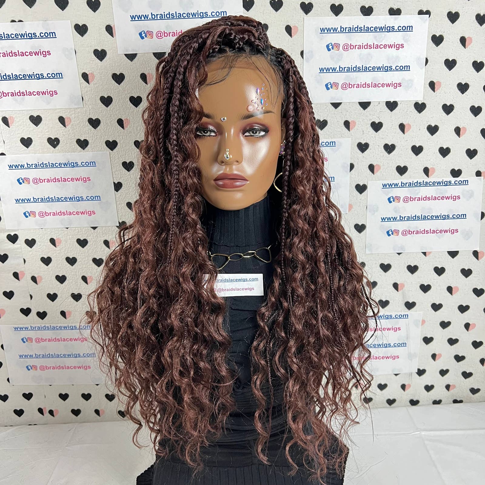 Handmade Boho Goddess Messy Box Braids With Curly Human Hair Blend Synthetic