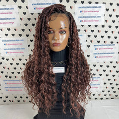 Handmade Boho Goddess Messy Box Braids With Curly Human Hair Blend Synthetic