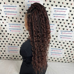 Handmade Boho Goddess Messy Box Braids With Curly Human Hair Blend Synthetic