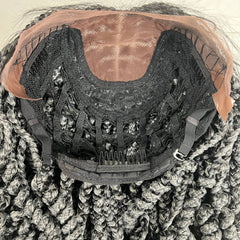 Handmade Short Curls Box Braids Curly Braided Wigs For Black Women Grey