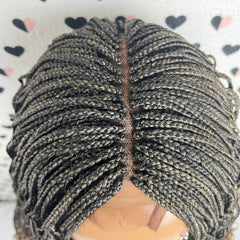 Listo para enviar 2x6 encaje frontal rizos ondulados trenzas pequeñas caja rizada trenza trenzada peluca