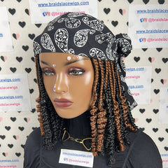 Peluca y bufanda, caja rizada corta, trenzas, diadema, pelucas trenzadas para mujeres negras