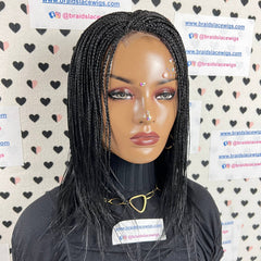 Tiny Small Braids Short Feathers Box Braided Lace Closure Wigs For Black Women