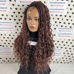 Handmade Boho Goddess Messy Box Braids With Curly Human Hair Blend Synthetic