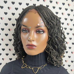 Listo para enviar 2x6 encaje frontal rizos ondulados trenzas pequeñas caja rizada trenza trenzada peluca