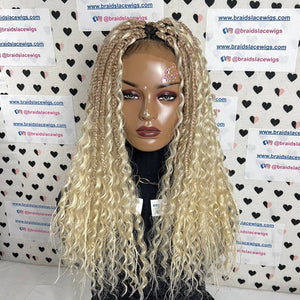Peluca trenzada del cierre del cordón de los rizos de la diosa de las trenzas de la caja de Boho con el pelo sintético rizado
