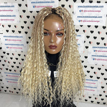 Boho Box Braids Goddess Curls Braided Lace Closure Wig With Curly Synthetic Hair
