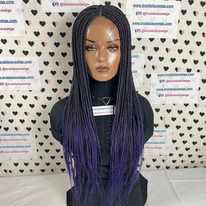 Pelucas trenzadas delanteras del cordón de las trenzas de la caja de Ombre púrpura del frente del cordón para las mujeres negras