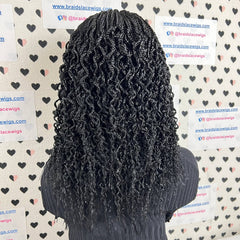 Lace Closure Curly Box Braids Wavy Curls Frontal Wig For Black Women 16 Inches