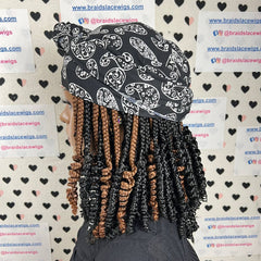 Peluca y bufanda, caja rizada corta, trenzas, diadema, pelucas trenzadas para mujeres negras