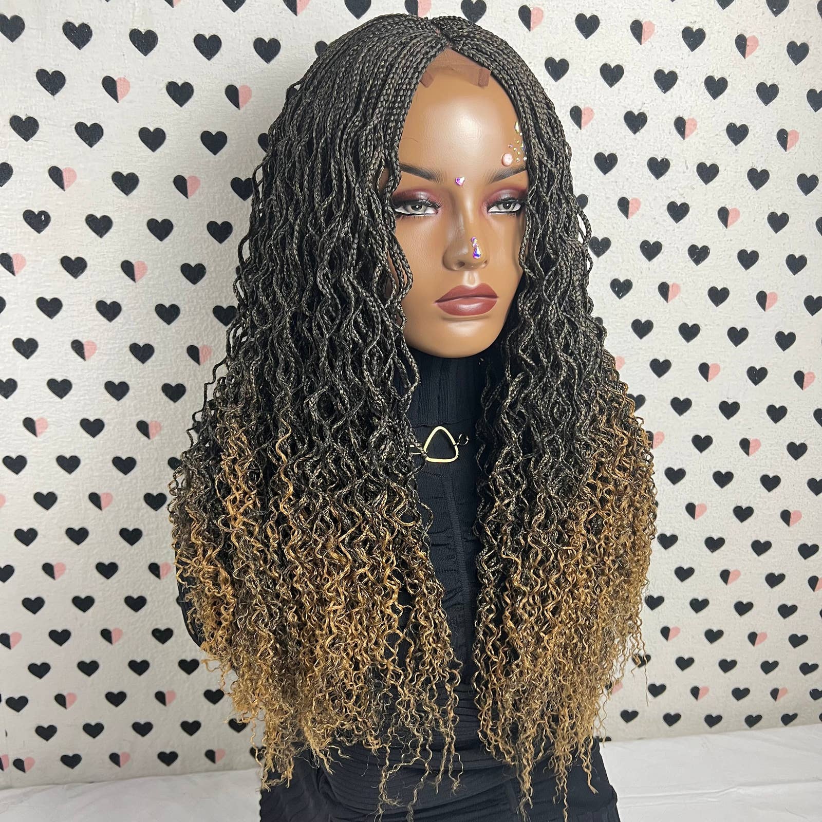 Listo para enviar 2x6 encaje frontal rizos ondulados trenzas pequeñas caja rizada trenza trenzada peluca