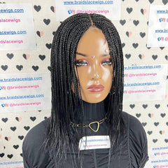 Tiny Small Braids Short Feathers Box Braided Lace Closure Wigs For Black Women