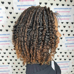 Caja de rizos cortos trenza diosa Boho trenzas desordenadas pelucas con pelo sintético rizado