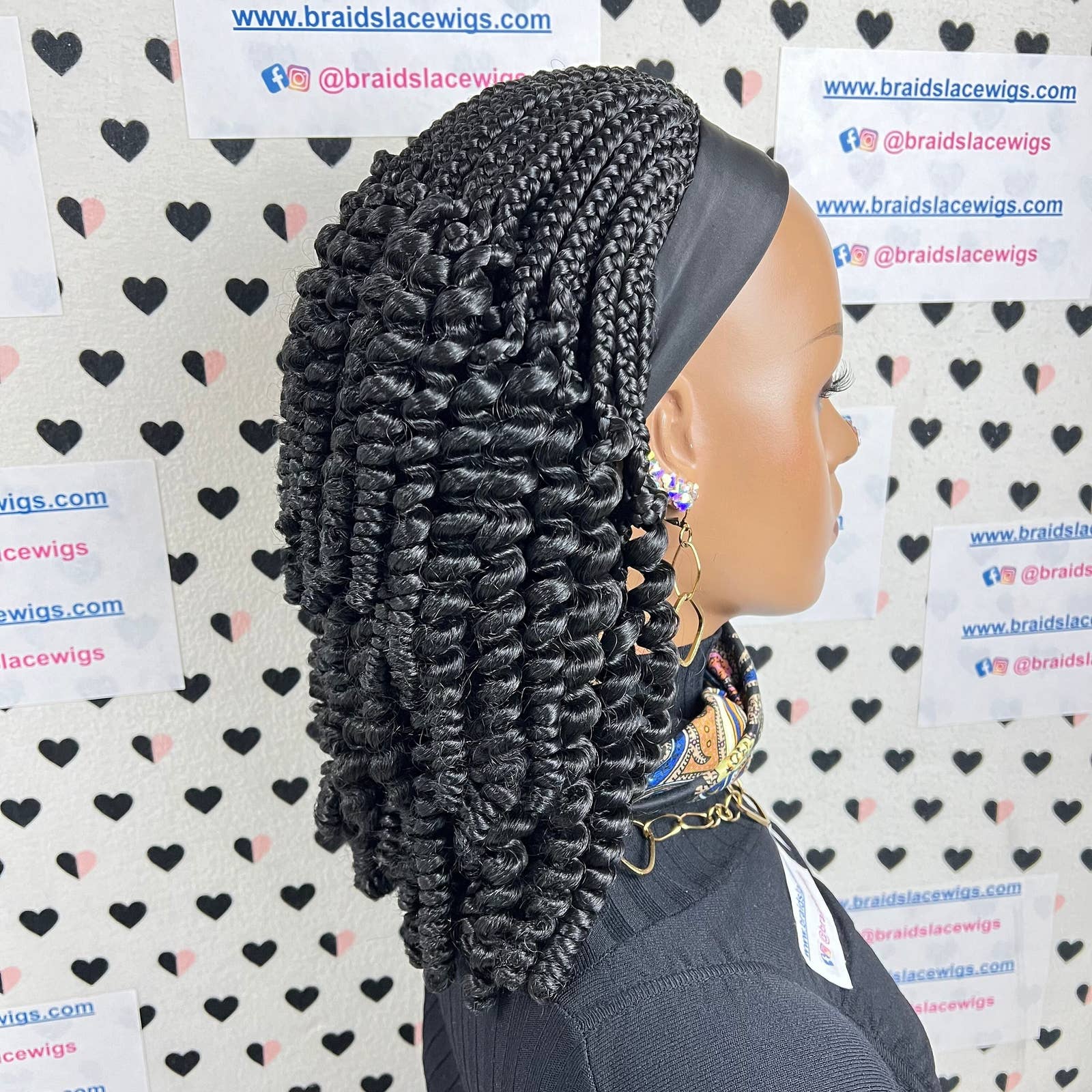 Headband Wig Spiral Spring Curls Half Box Braids Curly Braided Wigs Black Women