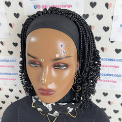 Caja corta trenzas rizos diadema rizada peluca trenzada banda para la cabeza pelucas para mujeres negras