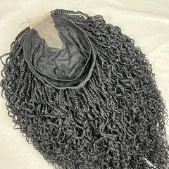 Wavy Curls Lace Closure Box Braid Curly Braids Braided Lace Closure Frontal Wig