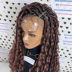 Handmade Boho Goddess Messy Box Braids With Curly Human Hair Blend Synthetic