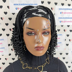 Caja corta trenzas rizos diadema rizada peluca trenzada banda para la cabeza pelucas para mujeres negras