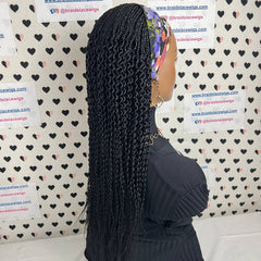 Braided Head Band Wig, Twist Curls, Half Box Braids Curly Braid Wigs 22 Inches