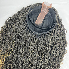 Listo para enviar 2x6 encaje frontal rizos ondulados trenzas pequeñas caja rizada trenza trenzada peluca