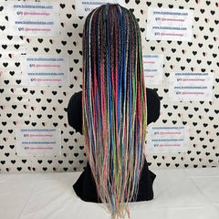Multi Color Box Braids Wigs Braided Lace Front Closure Frontal Wig Black Women