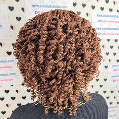 Short Curly Twist Senegalese Twisted Braids Curls Braided Lace Wig Color 30