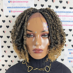 Short Curls Box Braid Boho Goddess Messy Braids Wigs With Curly Synthetic Hair