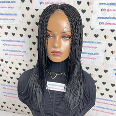 Micro Box Braids Short Feathers Braid Small Braided Lace Closure Frontal Wig