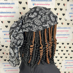 Peluca y bufanda, caja rizada corta, trenzas, diadema, pelucas trenzadas para mujeres negras