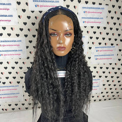 Top Cornrow Messy Goddess Braids Boho Box Braided Wig With Curly Synthetic Hair