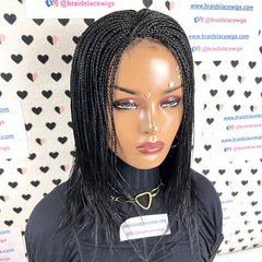 Tiny Small Braids Short Feathers Box Braided Lace Closure Wigs For Black Women