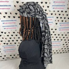 Peluca y bufanda, caja rizada corta, trenzas, diadema, pelucas trenzadas para mujeres negras