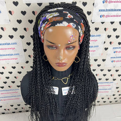Braided Head Band Wig, Twist Curls, Half Box Braids Curly Braid Wigs 22 Inches